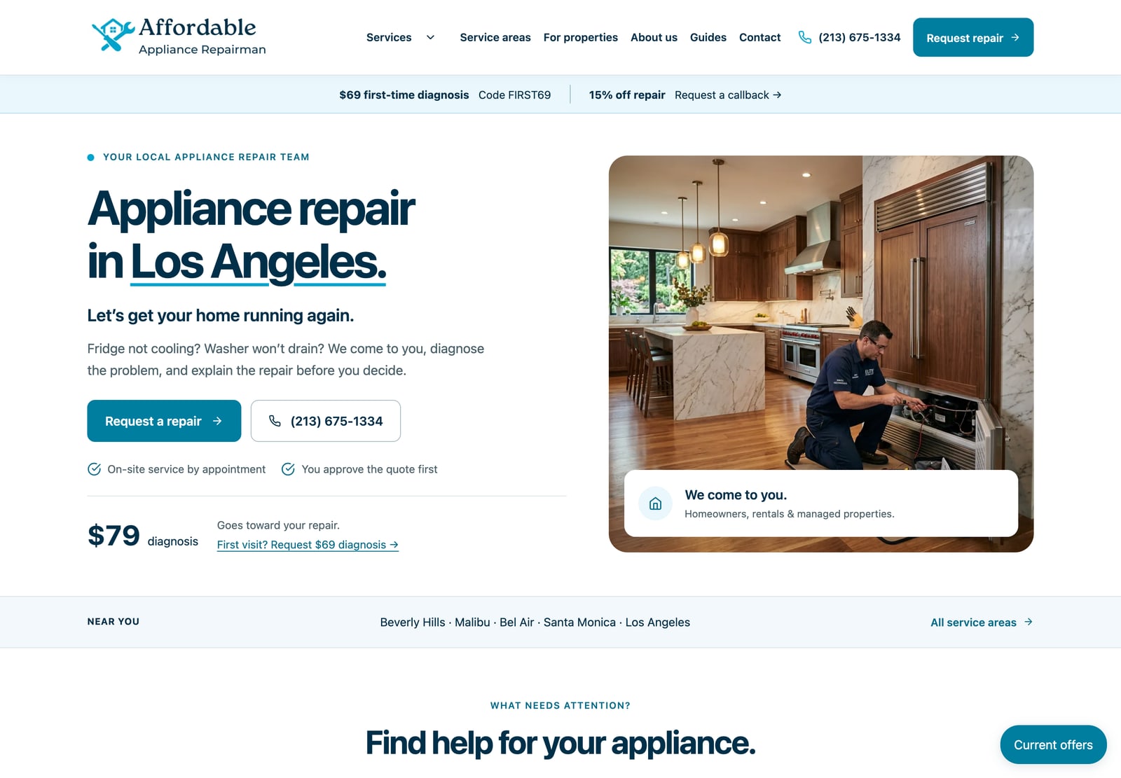 Affordable Appliance Care — web interface
